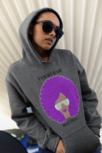 I AM MY Purple HAIR BEAUTIFUL Cropped Hoodie for Women