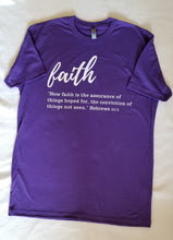 Load image into Gallery viewer, Faith Font Too Large Women&#39;s Purple T-Shirt - ON SALE!