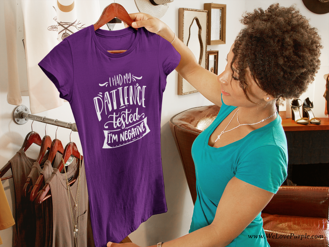 Funny Purple Patience Tested T-shirt for Women