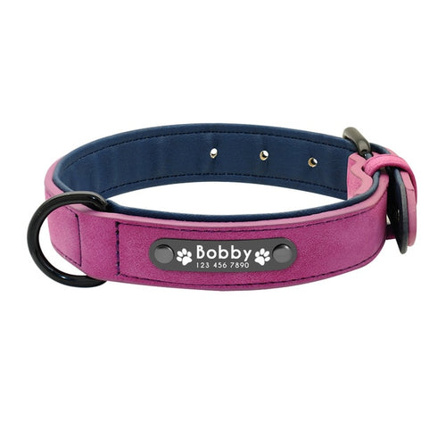 Personalized Leather Purple Dog Collar - Pet