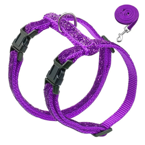 Purple Bling Cat Harness and Leash Set - Small - Pets