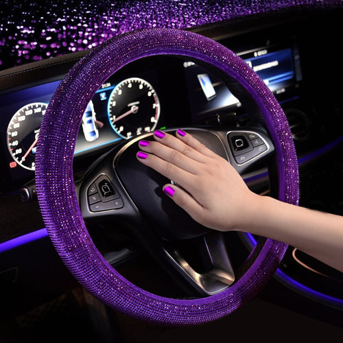 Purple Crystal / Rhinestone Car Steering Wheel Cover - Accessories