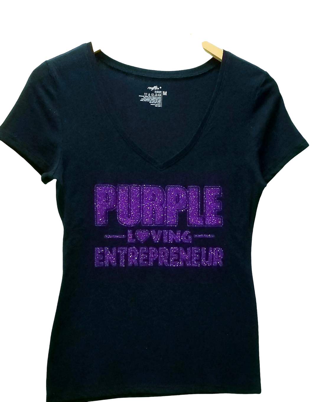 Purple Loving Entrepreneur Sparkle V-Neck T-shirt for Women
