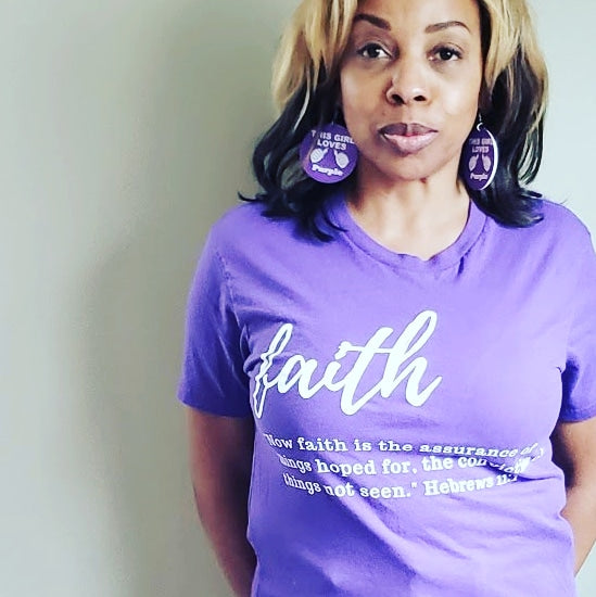 Faith Font Too Large Women's Purple T-Shirt - ON SALE!