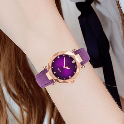 Women s Purple Quartz Watch with Leather Band We Love Purple