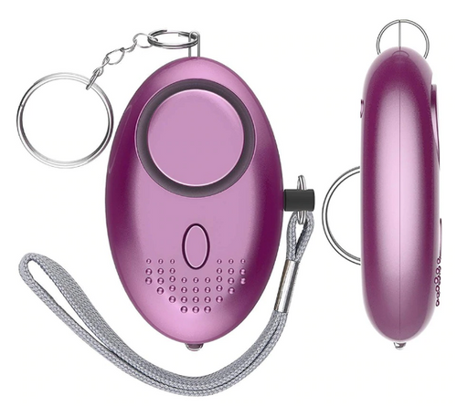 Purple Personal Security Electronic Alarm Key Chain w/ Light - Women Accessories