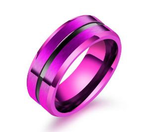 Purple & Black Statement Stainless Steel Ring for Men