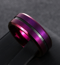 Load image into Gallery viewer, Purple &amp; Black Statement Stainless Steel Ring for Men