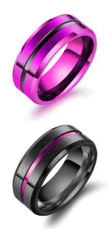 Purple & Black Statement Stainless Steel Ring for Men