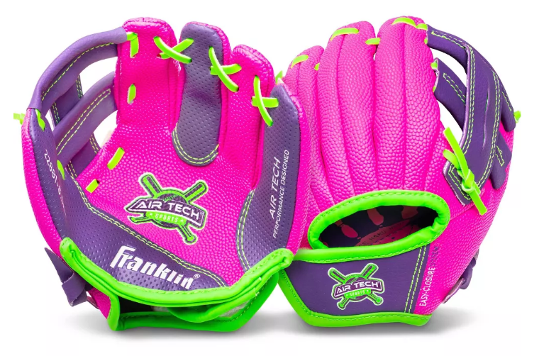 Girl's Franklin Fielding Air Tech My First Baseball Glove 8.5" & Ball - Purple / Pink