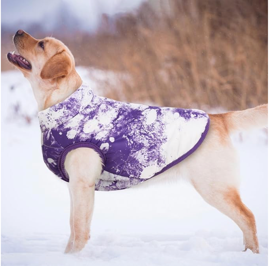 Purple Tie-Dyed Windproof Waterproof Dog Winter Coat Vest