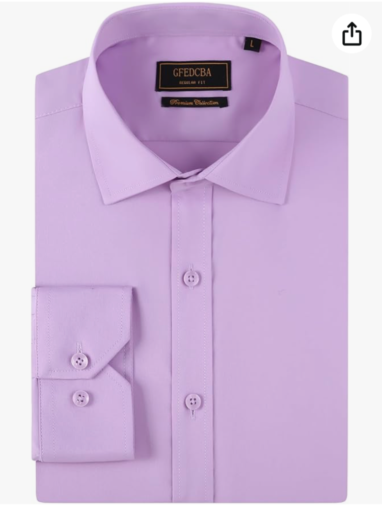 Men's Long Sleeve Wrinkle Free Dress Shirt - Lilac / Purple