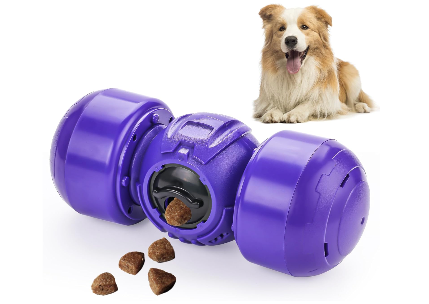 Purple Fun Dog Treat Feeder / Dispenser that Rolls and Squeaks