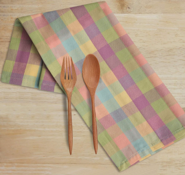 Set of 12 Purple Pastel Plaid 100% Cotton Cloth Napkins for the Home / Kitchen