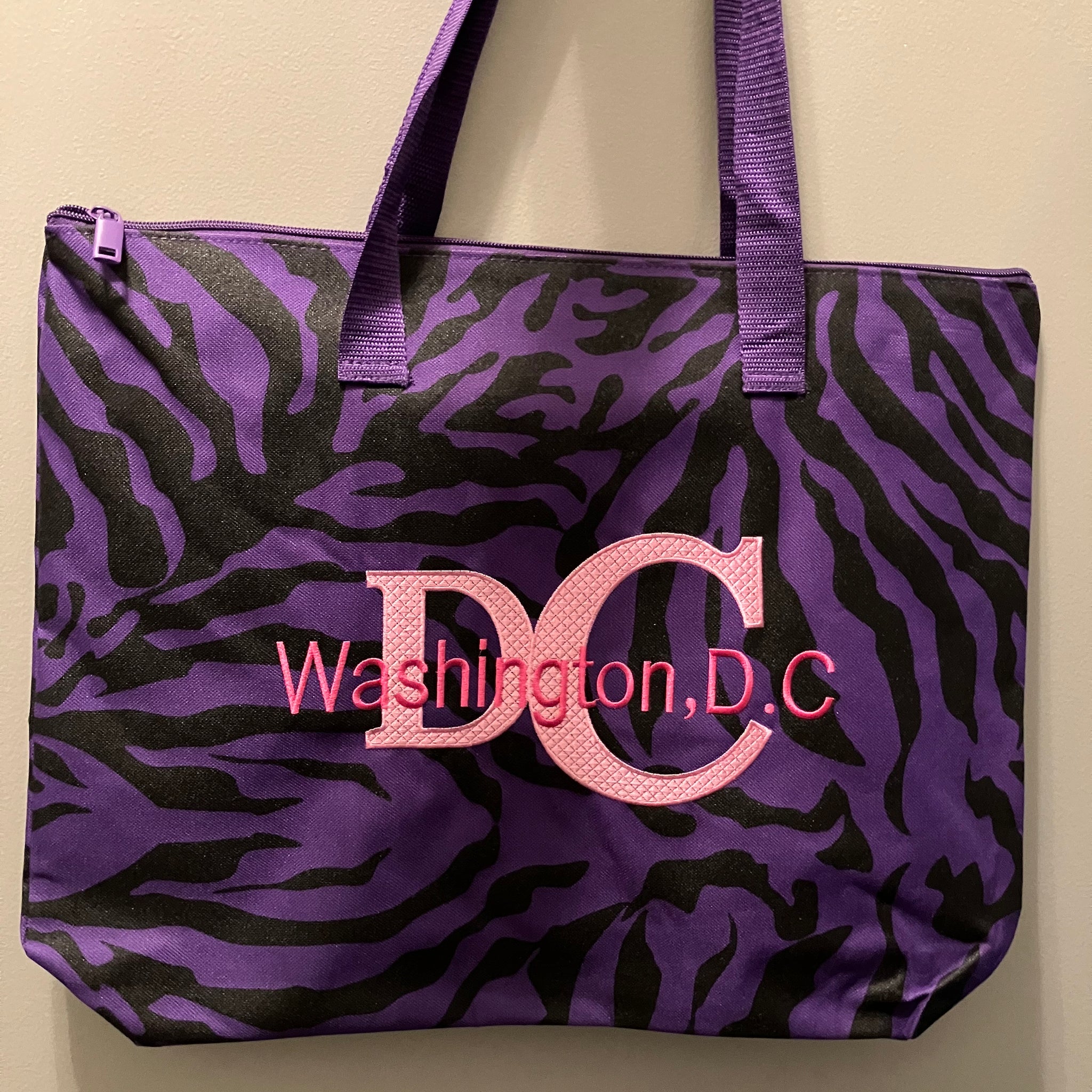 Purple Washington DC Tote Bag or Book Bag