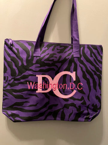 Purple Washington DC Tote Bag or Book Bag