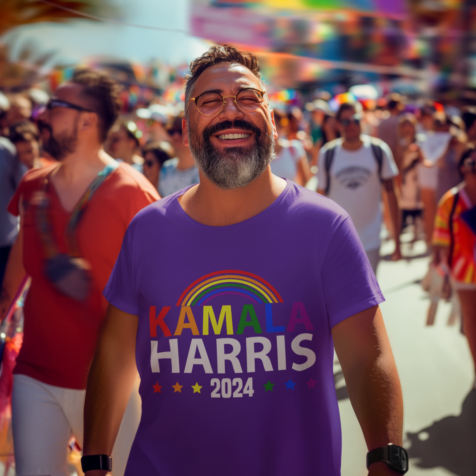 Purple LGBTQ Kamala Harris 2024 T-Shirt for Men