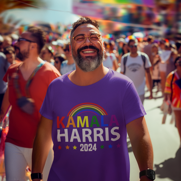 Purple LGBTQ Kamala Harris 2024 T-Shirt for Men