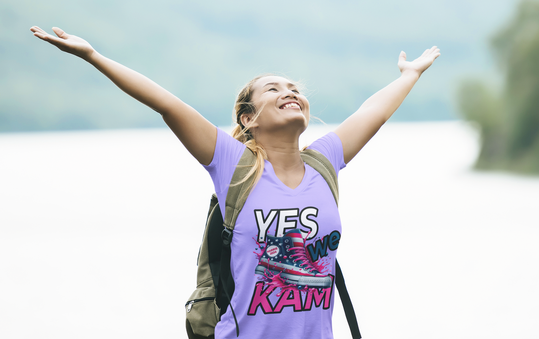 Yes We Kam - Purple or Lilac Kamala Harris for President T-Shirt for Women
