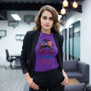 Purple Trump Girl with Glasses & Updo T-Shirt for Women