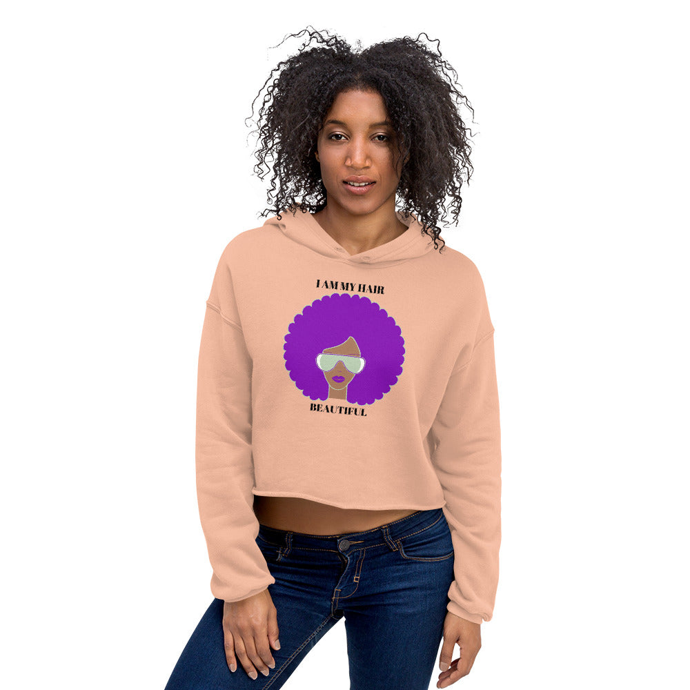 I AM MY Purple HAIR BEAUTIFUL Cropped Hoodie for Women