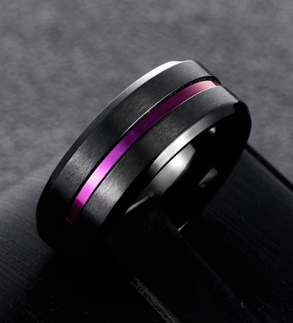 Purple & Black Statement Stainless Steel Ring for Men