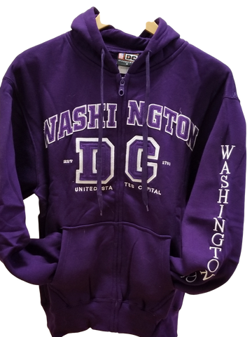 Purple Washington DC Full Zip Sweatshirt Hoodies for Men & Women - 4 Styles
